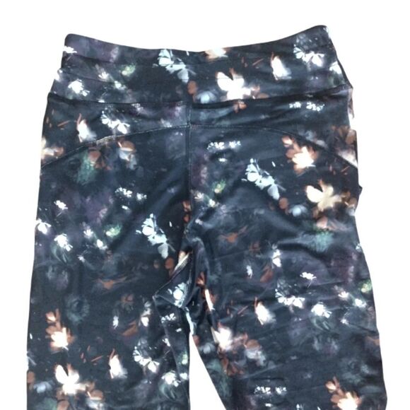 Nine West Active Moisture Wicking Black Floral High Rise Leggings Medium - Picture 10 of 11